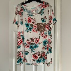 NWT P.S.Kate Floral Top Sz 1XL